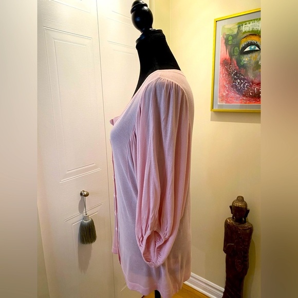 NWOT Y2K Kenzie pink cardi , 3/4 puffed sleeves/elastic cuff, clear buttons 🧶🩷 - Picture 7 of 13